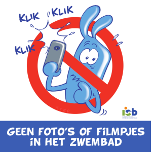 Bordje "Geen foto’s of filmpjes in het zwembad"