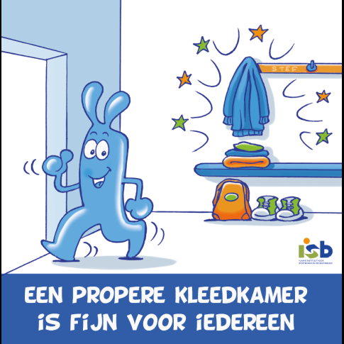 Bordje "Een propere kleedkamer is fijn voor iedereen"