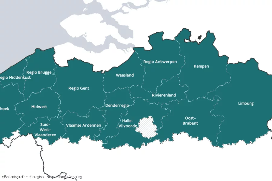 Afbakening referentieregio’s – Bron: Vlaamse Regering