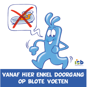 Bordje "Vanaf hier enkel doorgang op blote voeten" (groot)