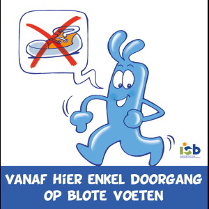 Bordje "Vanaf hier enkel doorgang op blote voeten" (groot)