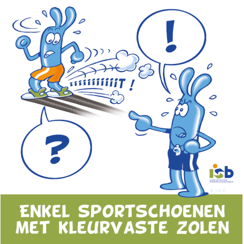 Bordje "Enkel sportschoenen met kleurvaste zolen"