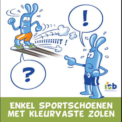 Bordje "Enkel sportschoenen met kleurvaste zolen"