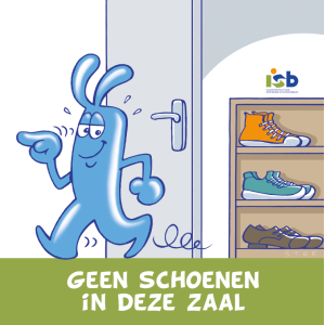 Bordje "Geen schoenen in deze zaal"