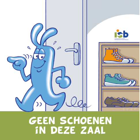 Bordje "Geen schoenen in deze zaal"