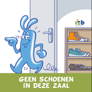 Bordje "Geen schoenen in deze zaal"