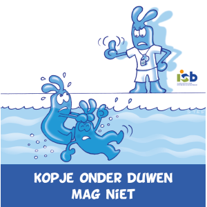 Bordje "Kopje onder duwen mag niet"