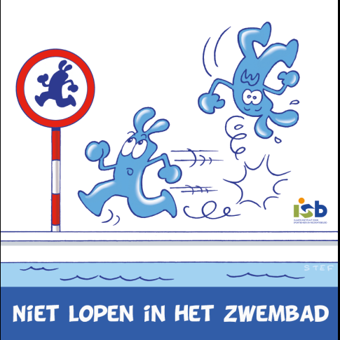 Bordje "Niet lopen in het zwembad"