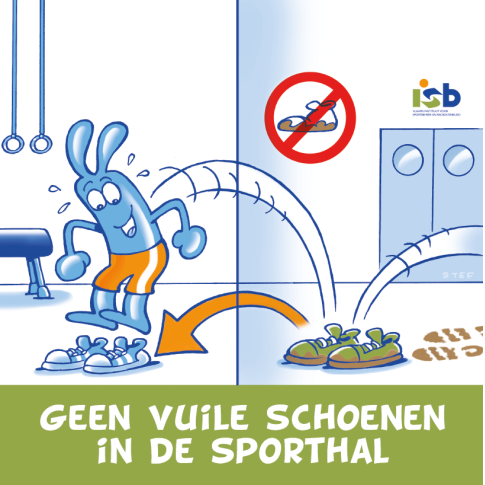 Bordje "Geen vuile schoenen in de sporthal"