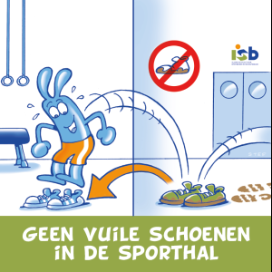 Bordje "Geen vuile schoenen in de sporthal"