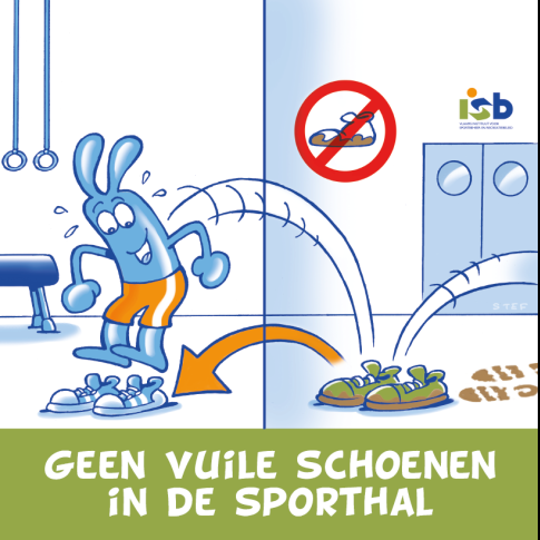 Bordje "Geen vuile schoenen in de sporthal"